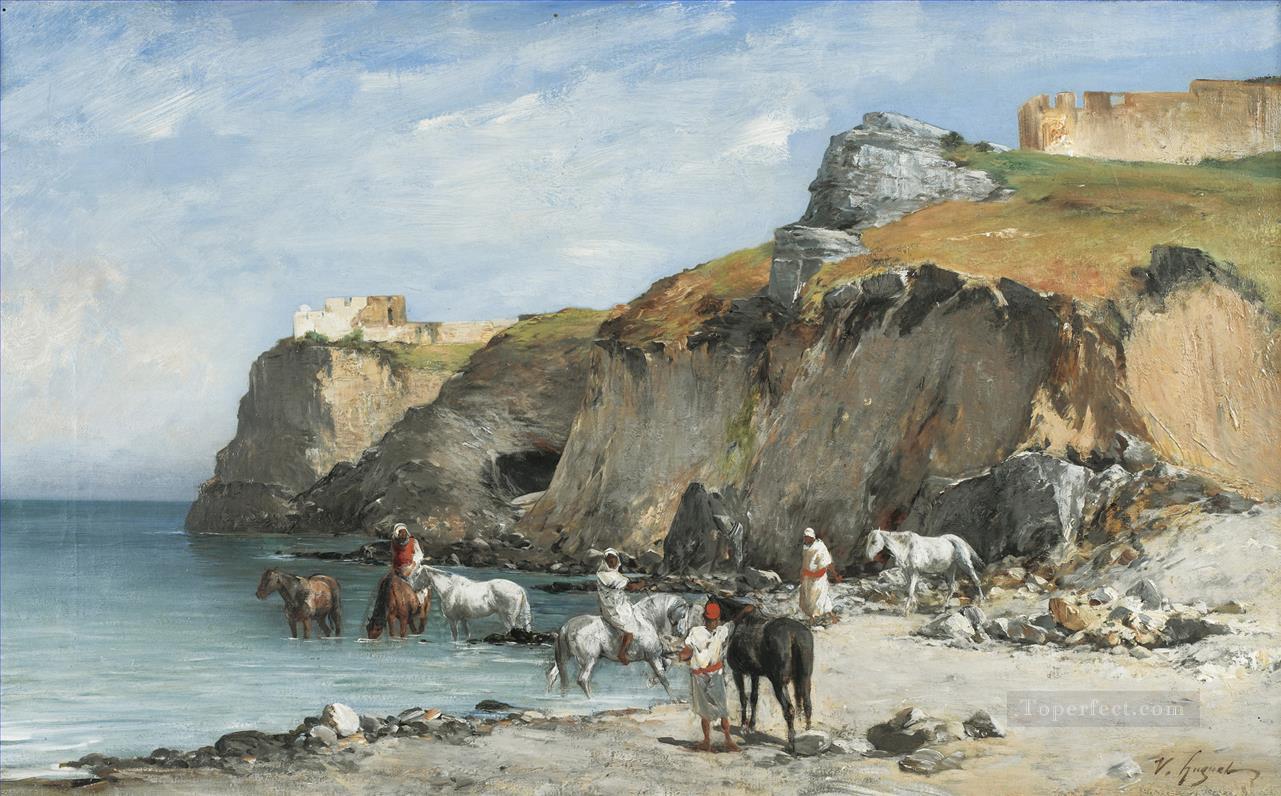海岸の騎手たちの停止 ヴィクトル・ユゲ・アラベール油絵